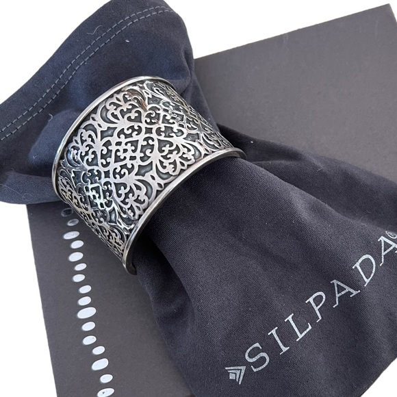 Silpada Jewelry - NWT Silpada B1697 Retired Sterling Silver Wide Filigree Cuff Bracelet